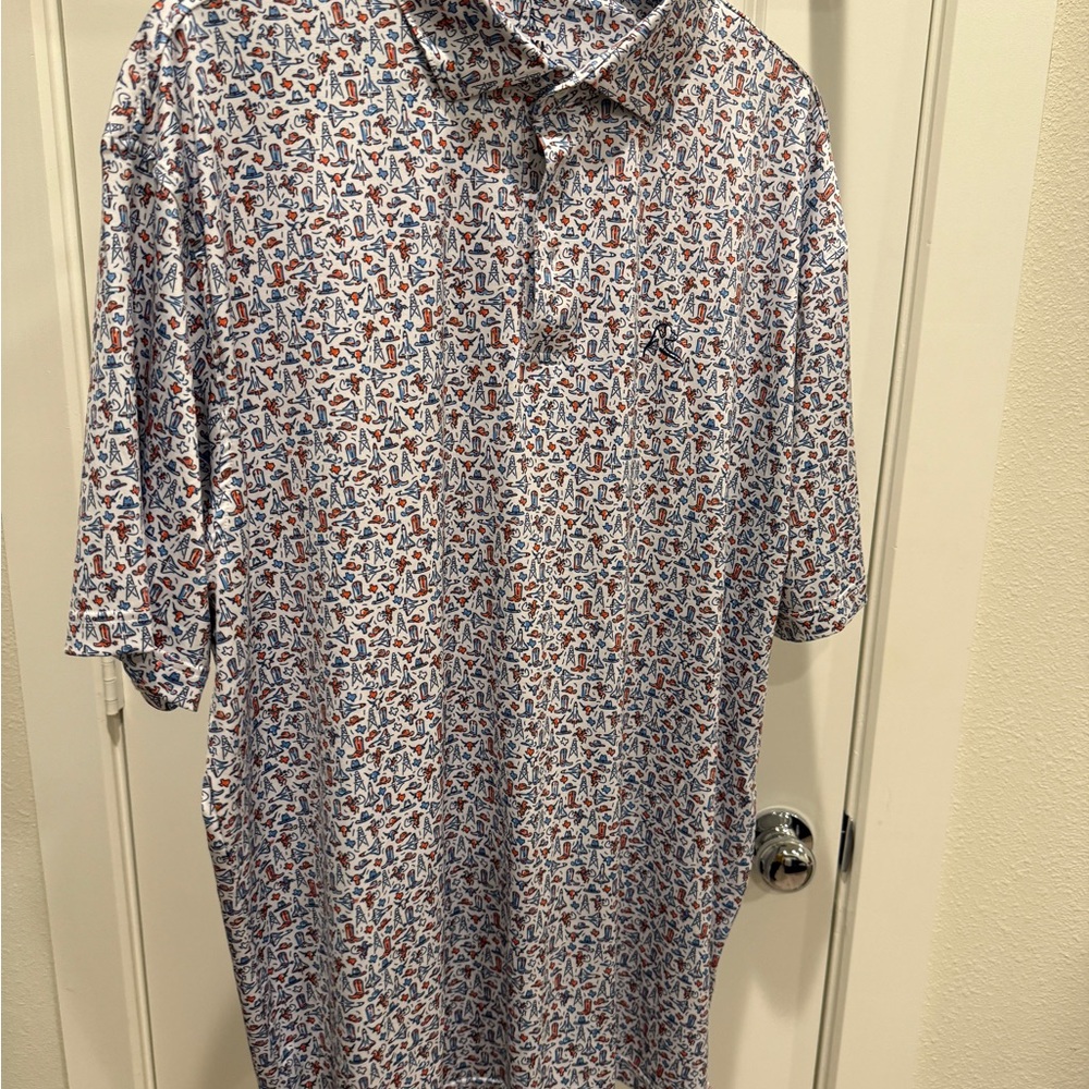 Rhoback Houston/Texas Print Polo Shirt XXL